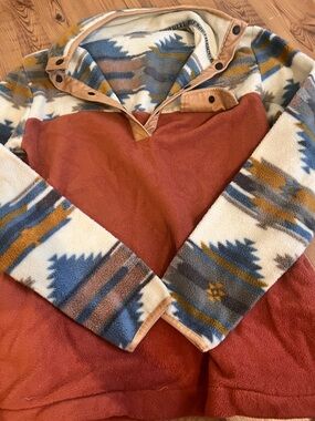Women’s  Pullover Fleece Sweater - Rust & Pattern